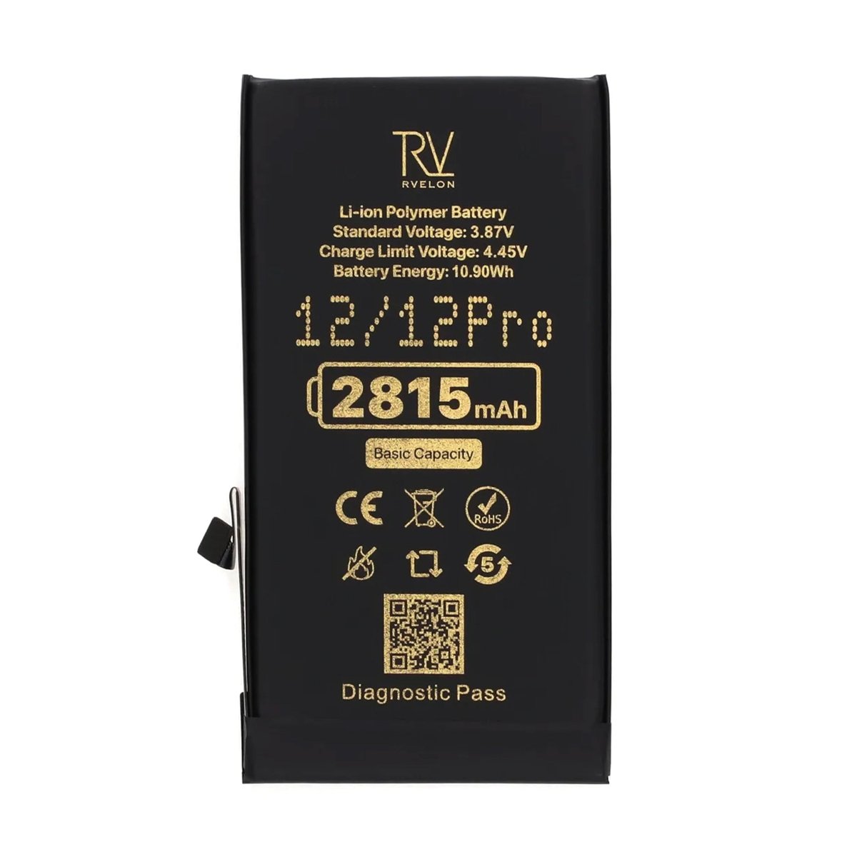 Rvelon Akku iPhone 12:lle ja 12 Prolle – 2815 mAh Alkuperäinen kapasiteetti