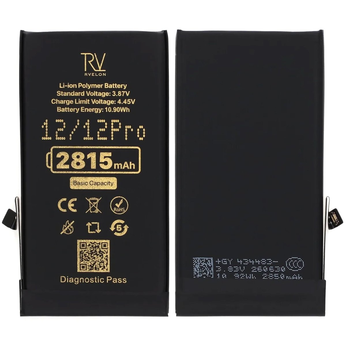 Rvelon Akku iPhone 12:lle ja 12 Prolle – 2815 mAh Alkuperäinen kapasiteetti