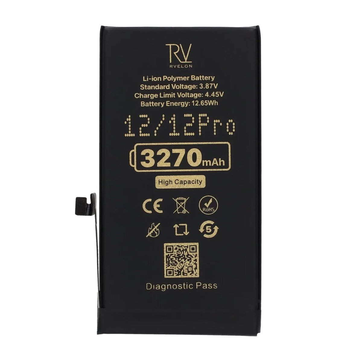 Rvelon Akku iPhone 12:lle ja iPhone 12 Prolle – 3270 mAh Suuri kapasiteetti