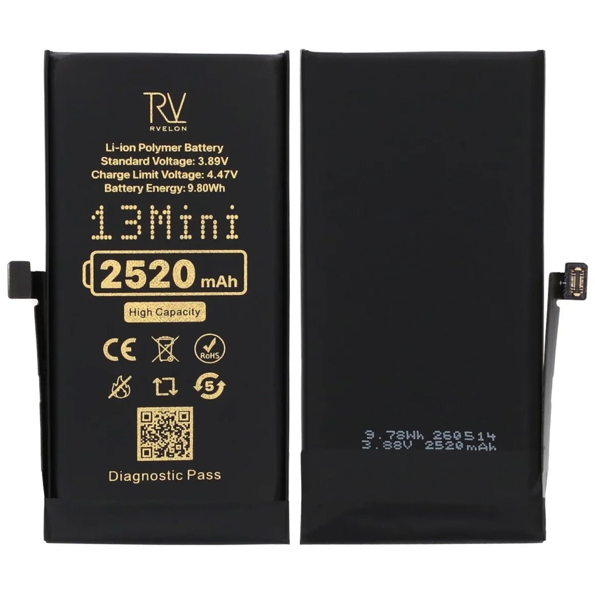 Rvelon Akku iPhone 13 Minille – 2520 mAh:n suurikapasiteettinen