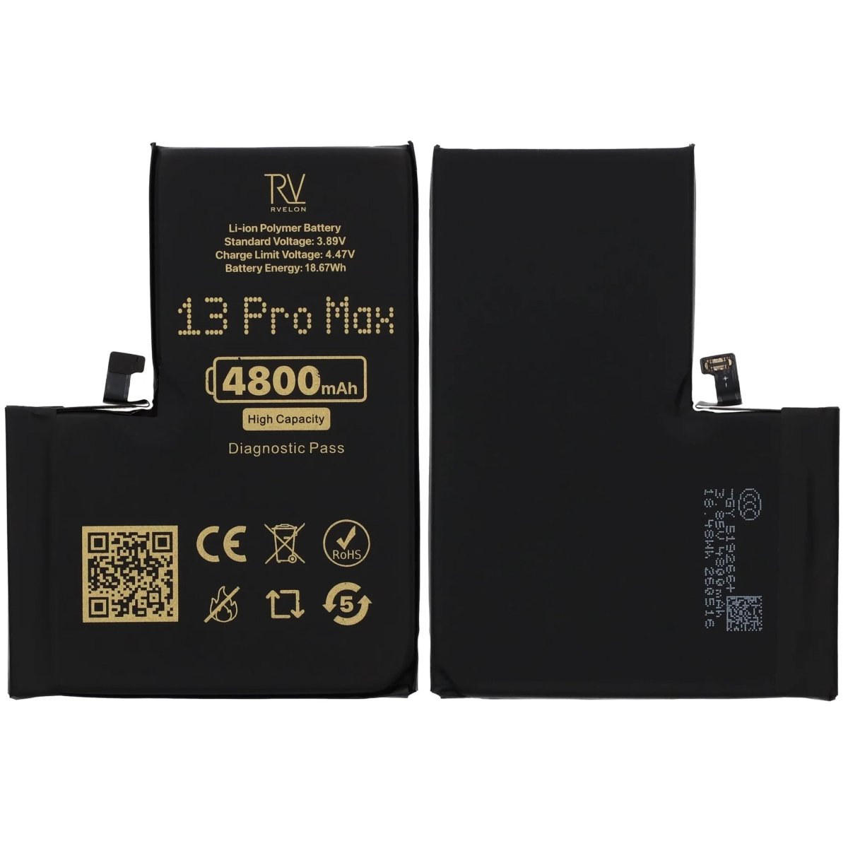 Rvelon Akku iPhone 13 Pro Maxille – 4800 mAh:n suurikapasiteettinen