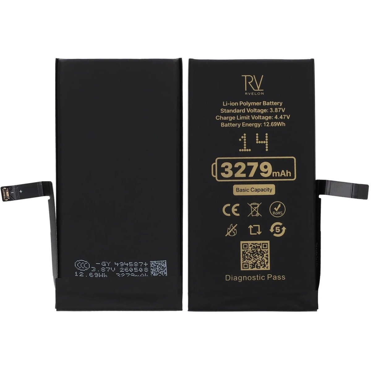 Rvelon Akku iPhone 14:lle – 3279 mAh:n alkuperäinen kapasiteetti