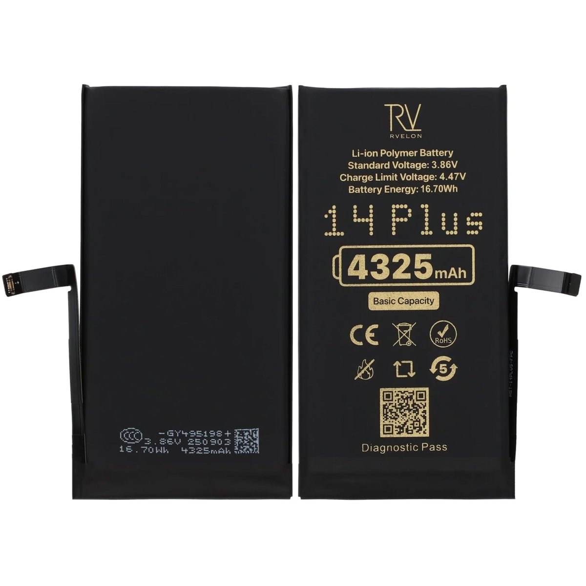 Rvelon Akku iPhone 14 Plusille – 4325 mAh:n alkuperäinen kapasiteetti