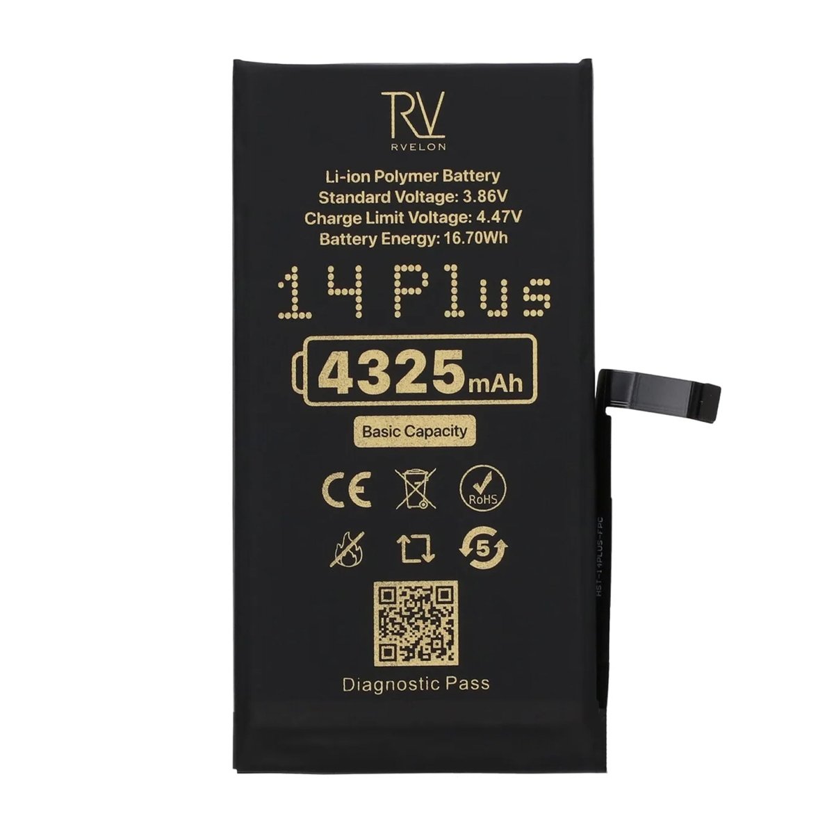 Rvelon Akku iPhone 14 Plusille – 4325 mAh:n alkuperäinen kapasiteetti