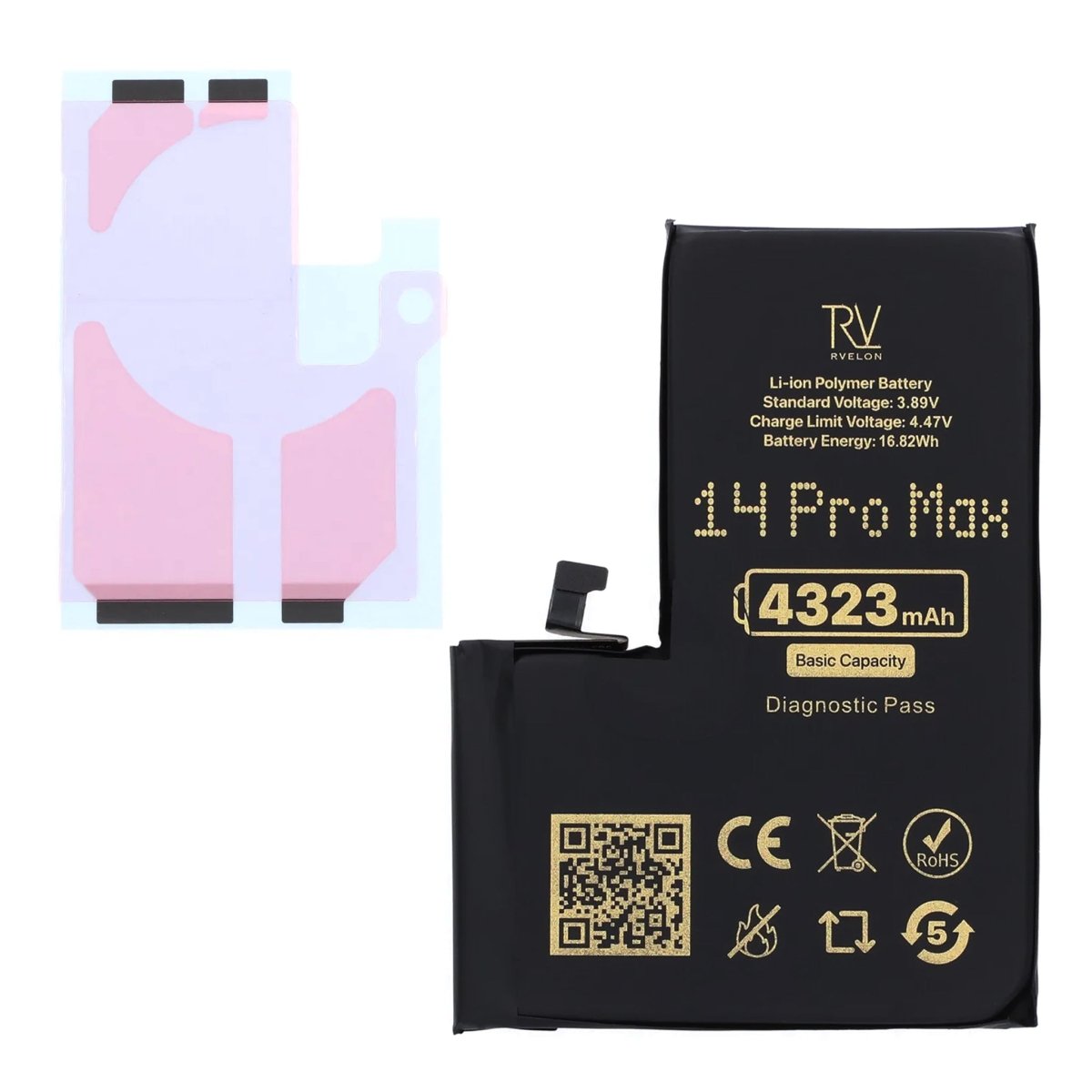 Rvelon Akku iPhone 14 Pro Max - 4323 mAh Alkuperäinen kapasiteetti
