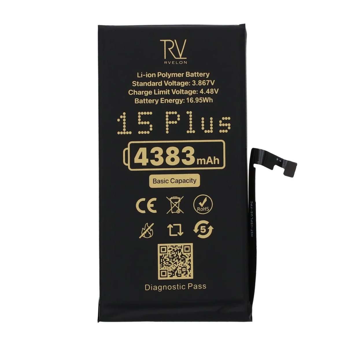 Rvelon Akku iPhone 15 Plus - 4383 mAh Alkuperäinen kapasiteetti