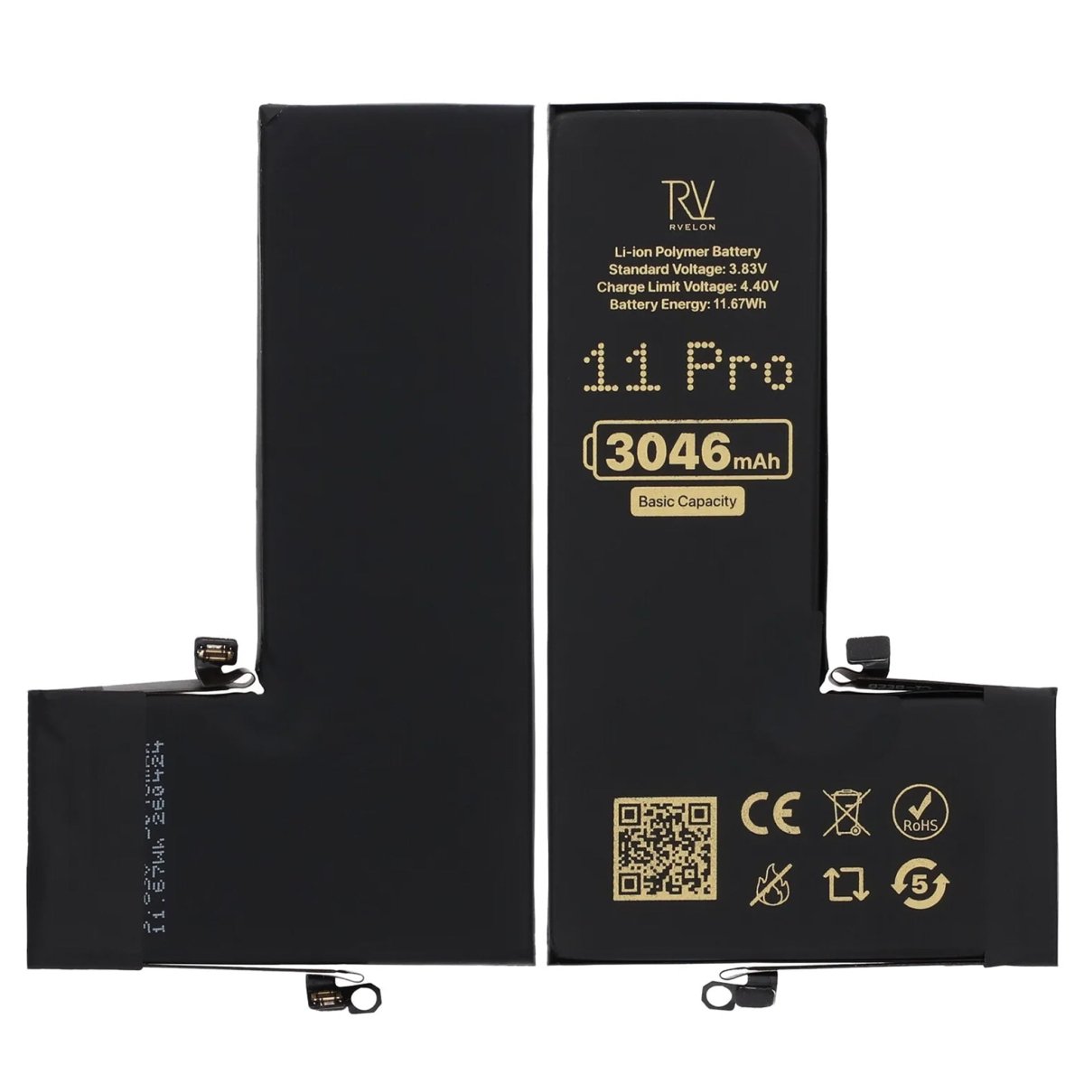 Rvelon Premium-akku iPhone 11 Pro -puhelimelle – 3046mAh