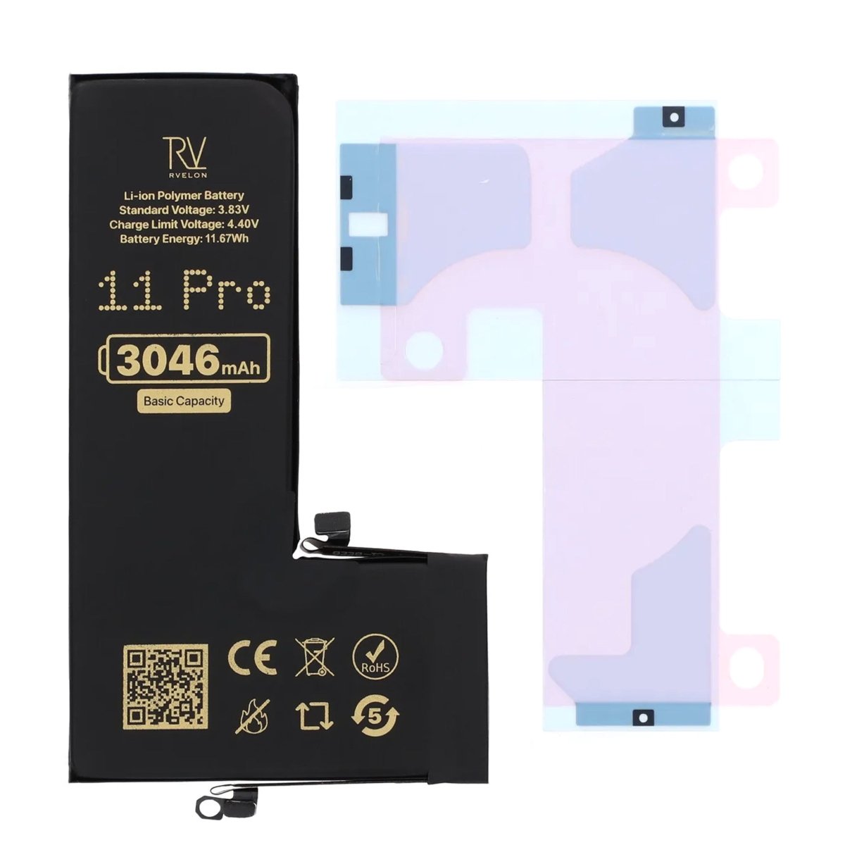 Rvelon Premium-akku iPhone 11 Pro -puhelimelle – 3046mAh