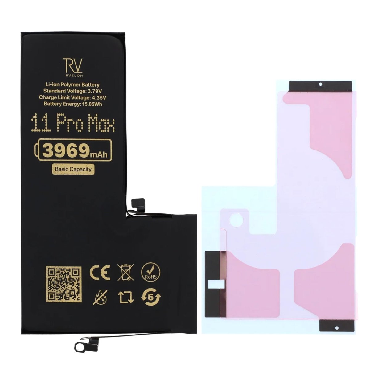 Rvelon Premium-akku iPhone 11 Pro Max -puhelimelle – 3969mAh