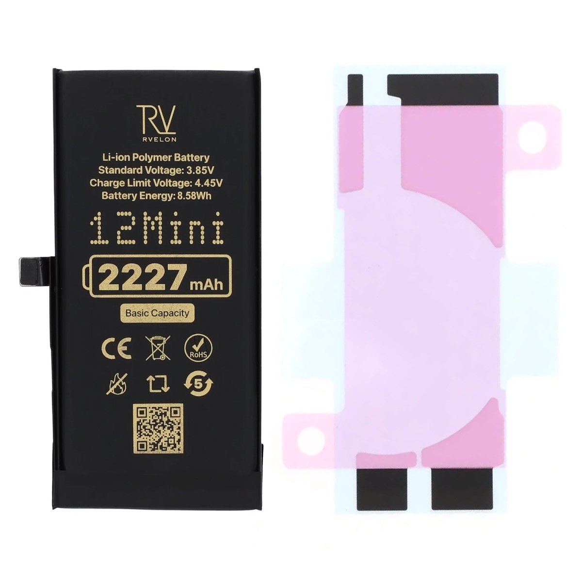 Rvelon Premium-akku iPhone 12 Mini -puhelimelle – 2227mAh