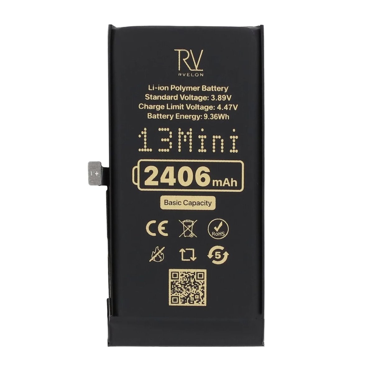 Rvelon Premium-akku iPhone 13 Mini -puhelimelle – 2406mAh