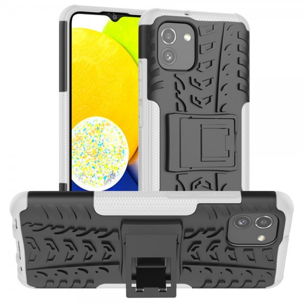 Samsung Galaxy A03 Kuori Rengaskuvio Jalustatoiminto Valkoinen