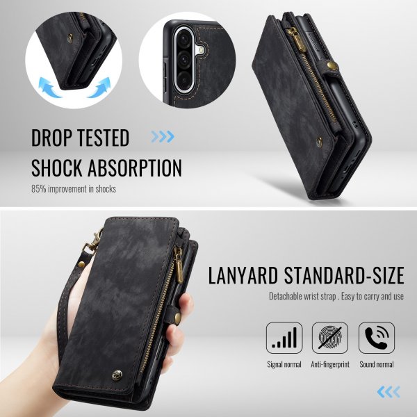 CaseMe Samsung Galaxy A17 suojakotelo 008 Series irrotettavalla kuorella, musta