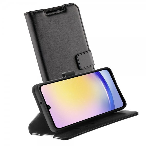Vivanco Samsung Galaxy A25 Classic Wallet -suojakotelo, musta