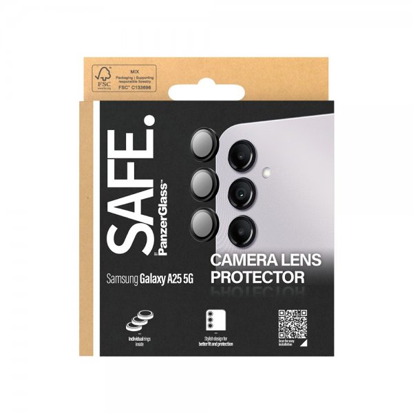 SAFE by PanzerGlass Samsung Galaxy A25 Kameran suojalasi Musta