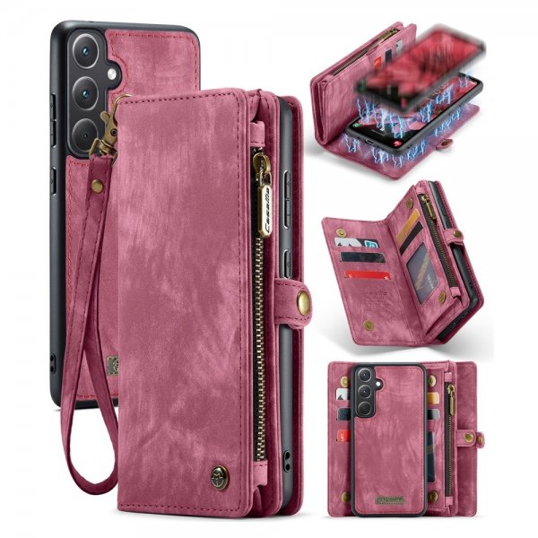 CaseMe Samsung Galaxy A35 -kotelo 008-sarja, irrotettava kuori, punainen