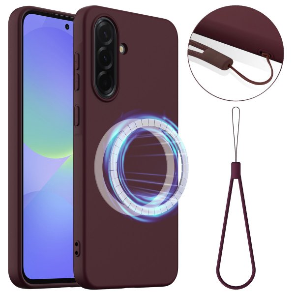 Samsung Galaxy A37 -kuori hihnalla, silikoni, MagSafe, punainen