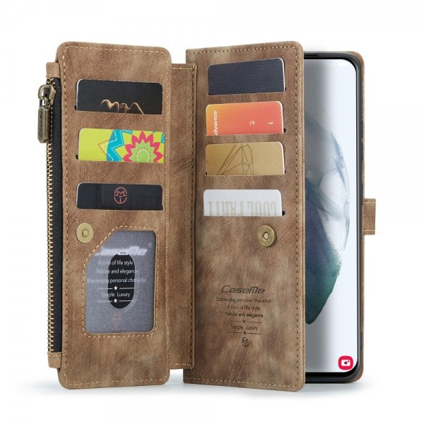 CaseMe Samsung Galaxy S21 FE C30 Series Kotelo, Ruskea