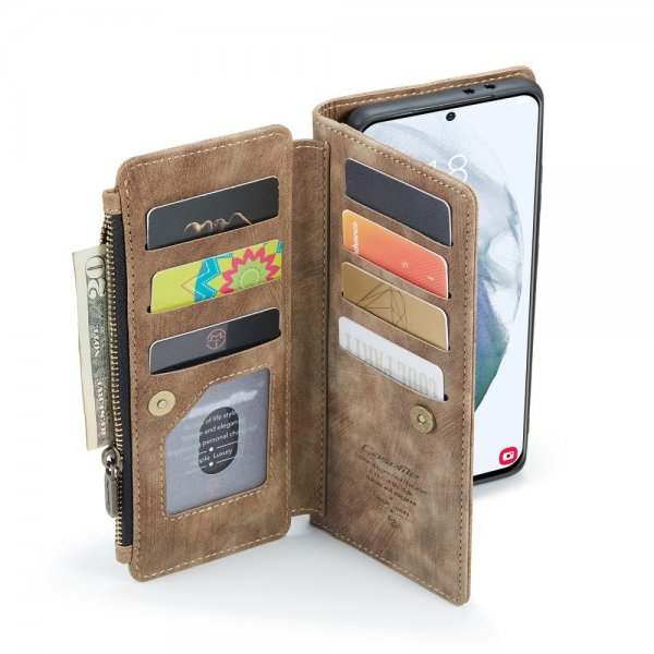 CaseMe Samsung Galaxy S21 FE C30 Series Kotelo, Ruskea