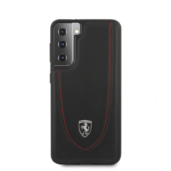Ferrari Samsung Galaxy S21 Plus -kuori, logo, rei'itetty, musta