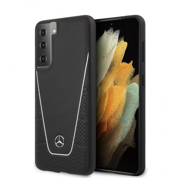 Mercedes Benz Samsung Galaxy S21 Suojakuori Logo Rei'itetty Dynaaminen Musta