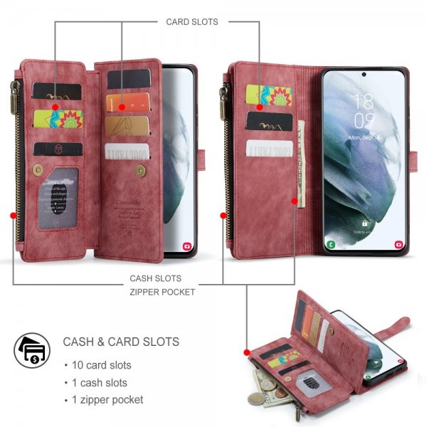 CaseMe Samsung Galaxy S22 -lompakkokotelo C30 Series Punainen