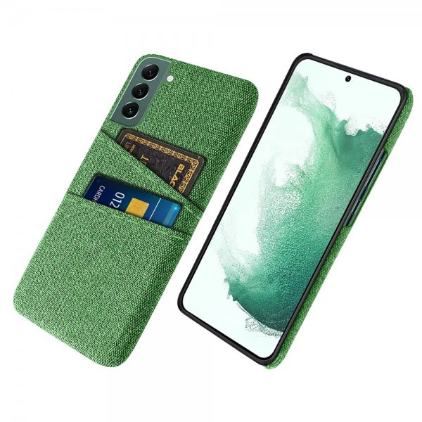 Samsung Galaxy S22 Plus Suojakuori Kaksi Korttipaikkaa Kangas Vihreä