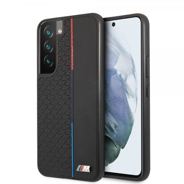 BMW Samsung Galaxy S22 Kuori Triangle Pattern & Tricolor Stripe Musta