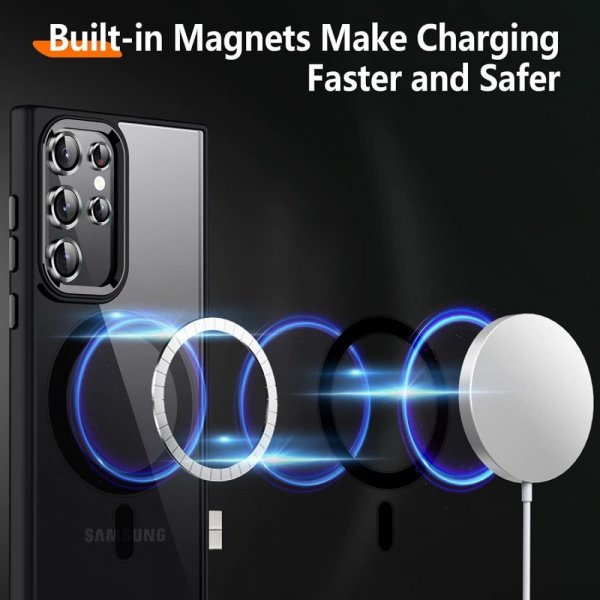Samsung Galaxy S22 Ultra Kuoret Värillisellä Reunalla MagSafe Musta