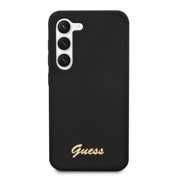 Guess Samsung Galaxy S23 Plus Kuori Liquid Silicone Metal Logo Musta