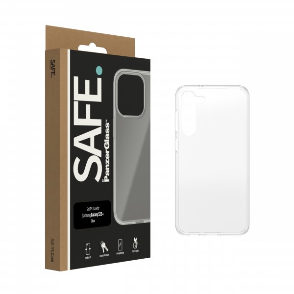 SAFE by PanzerGlass Samsung Galaxy S23 Plus kuori, pehmeä TPU-kotelo, läpinäkyvä