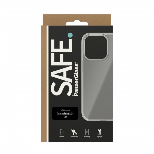 SAFE by PanzerGlass Samsung Galaxy S23 Plus kuori, pehmeä TPU-kotelo, läpinäkyvä