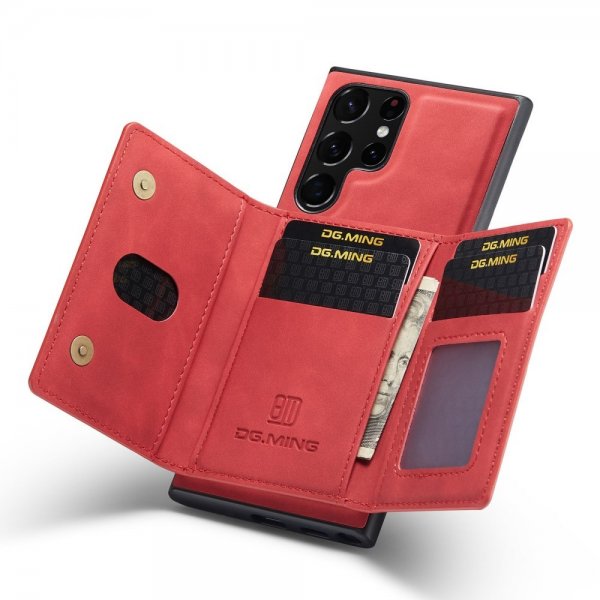 Dg.Ming Samsung Galaxy S23 Ultra Kuori M2 Series Irrotettava Korttipidike Punainen
