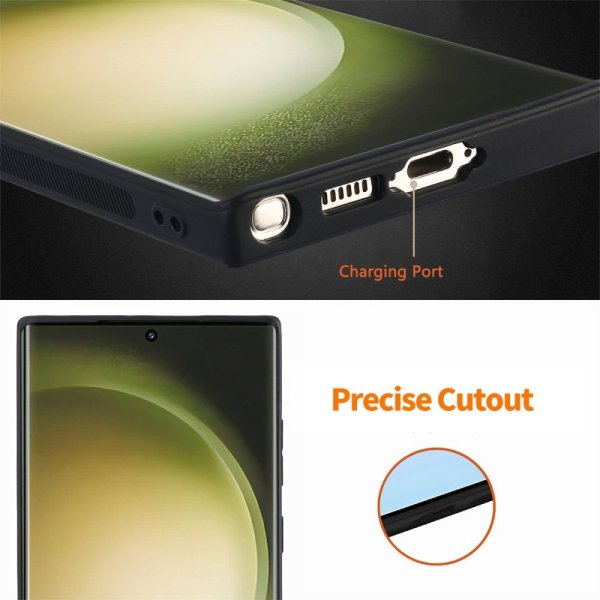 Enkay Samsung Galaxy S23 Ultra Kuori näytönsuojalla, nahkatekstuuri, violetti
