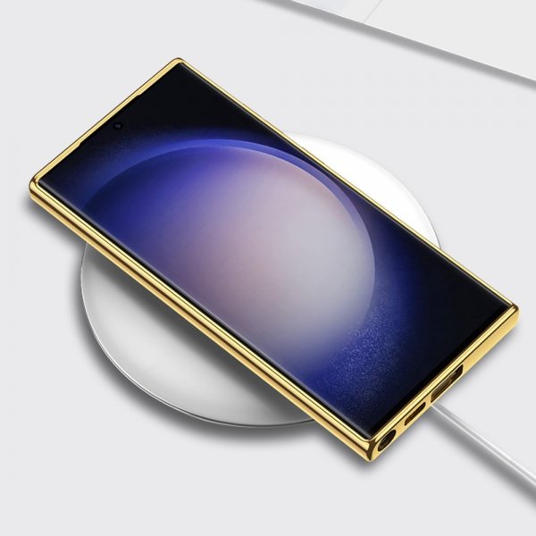 GKK Samsung Galaxy S23 Ultra Kuori Kangas pinnoitettu reuna violetti
