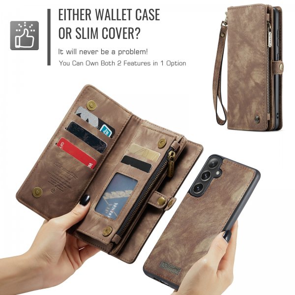 CaseMe Samsung Galaxy S24 FE Kotelo 008 Series Irrotettava Kuori Ruskea