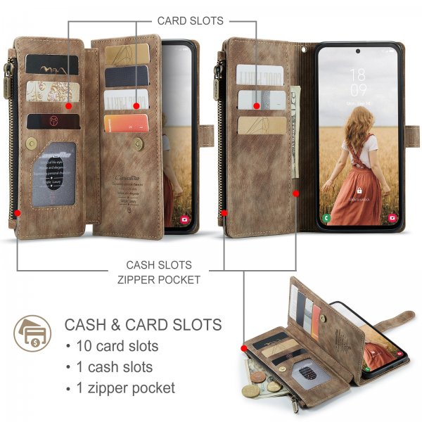 CaseMe Samsung Galaxy S24 FE C30 Series Kotelo, Ruskea