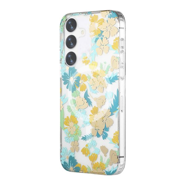 Samsung Galaxy S24 Plus Kuori Kukkakuvio MagSafe Turkoosi