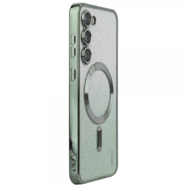 Enkay Samsung Galaxy S24 Plus -kuori, kullattu reuna, kimalteleva MagSafe, vihreä