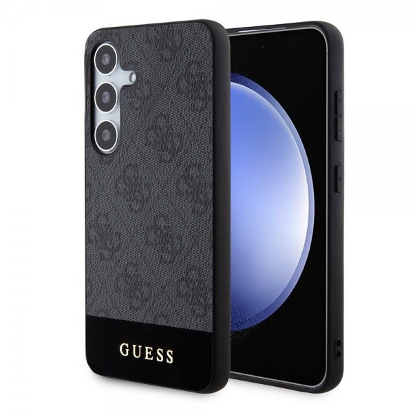 Guess Samsung Galaxy S24 Kuori Bottom Stripe Metal Logo Musta