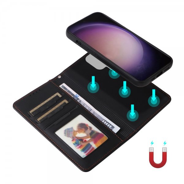Betopnice Samsung Galaxy S24 Ultra -kotelo irrotettavalla kuorella 005 Musta