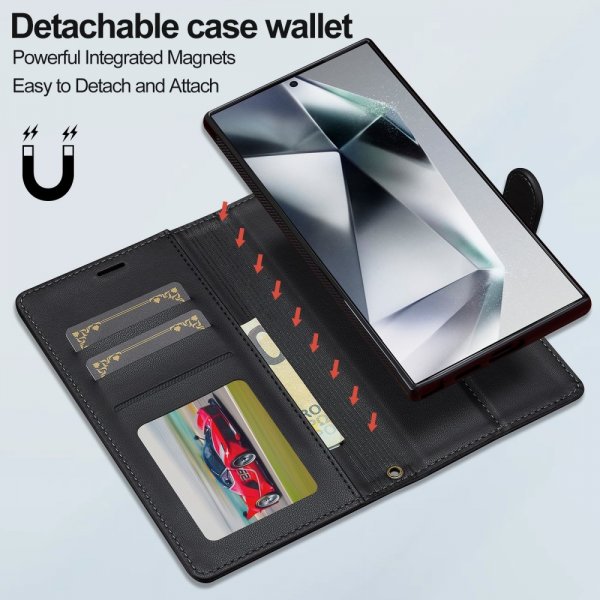 Lc.Imeeke Samsung Galaxy S24 Ultra Kotelo Irrotettavalla Kuorella L2 Series MagSafe Musta