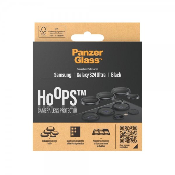PanzerGlass Samsung Galaxy S24 Ultra Kameran linssinsuojat Hoops Musta
