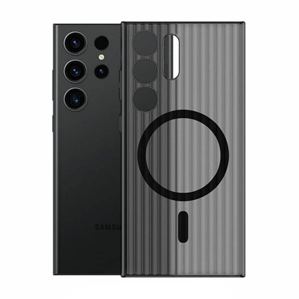 Samsung Galaxy S24 Ultra Kuori, aaltopahvikuvioitu MagSafe Läpinäkyvä Musta
