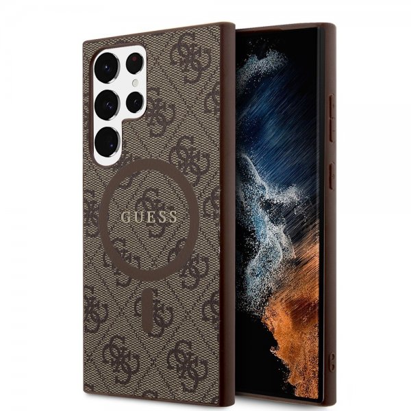 Guess Samsung Galaxy S24 Ultra Kuoret 4G Pattern MagSafe Ruskea