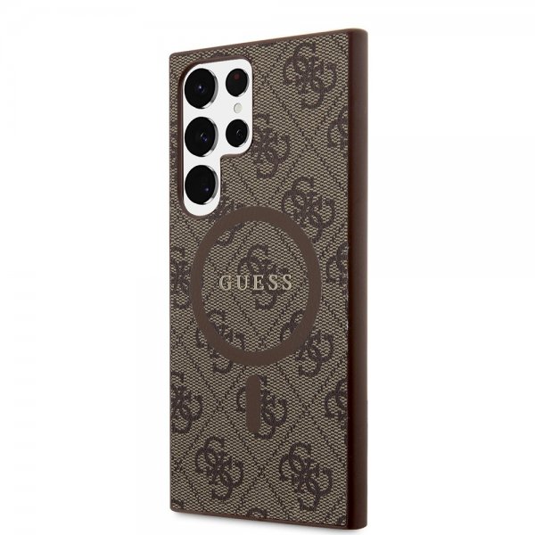 Guess Samsung Galaxy S24 Ultra Kuoret 4G Pattern MagSafe Ruskea