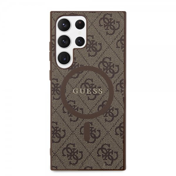 Guess Samsung Galaxy S24 Ultra Kuoret 4G Pattern MagSafe Ruskea