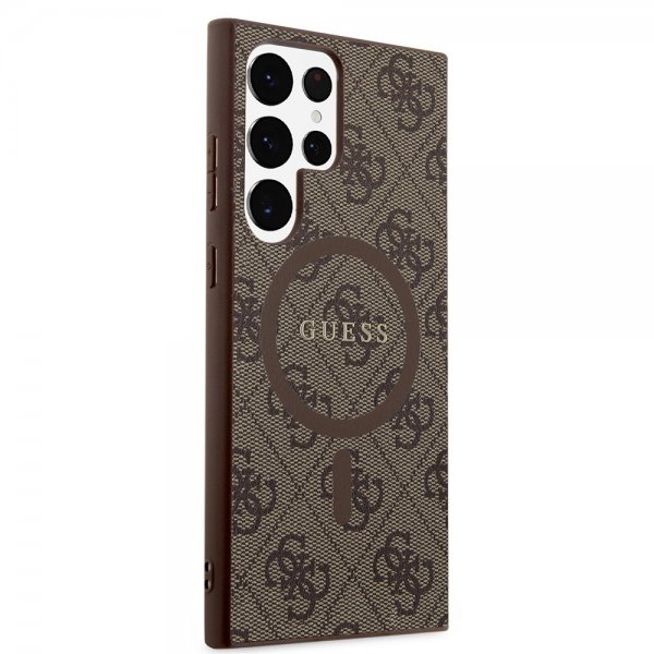 Guess Samsung Galaxy S24 Ultra Kuoret 4G Pattern MagSafe Ruskea