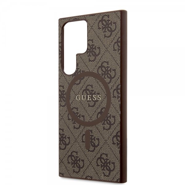 Guess Samsung Galaxy S24 Ultra Kuoret 4G Pattern MagSafe Ruskea