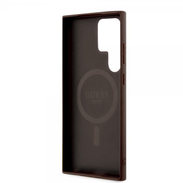 Guess Samsung Galaxy S24 Ultra Kuoret 4G Pattern MagSafe Ruskea